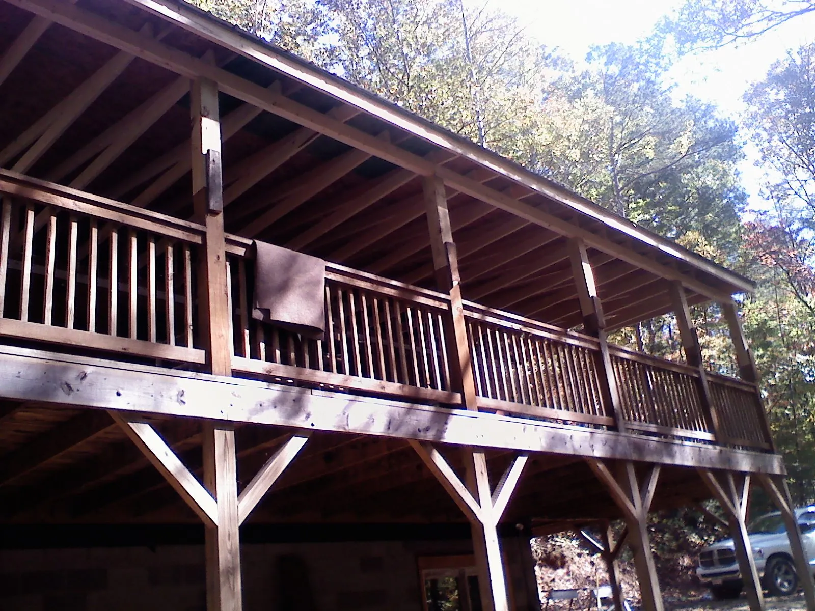 Timber framing under a new elevated porch and deck — Roof Leak Repair in Monroe Township by Roofing Brothers